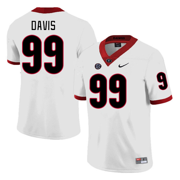 #99 Jordan Davis Georgia Bulldogs Jerseys Football Stitched-Retro White